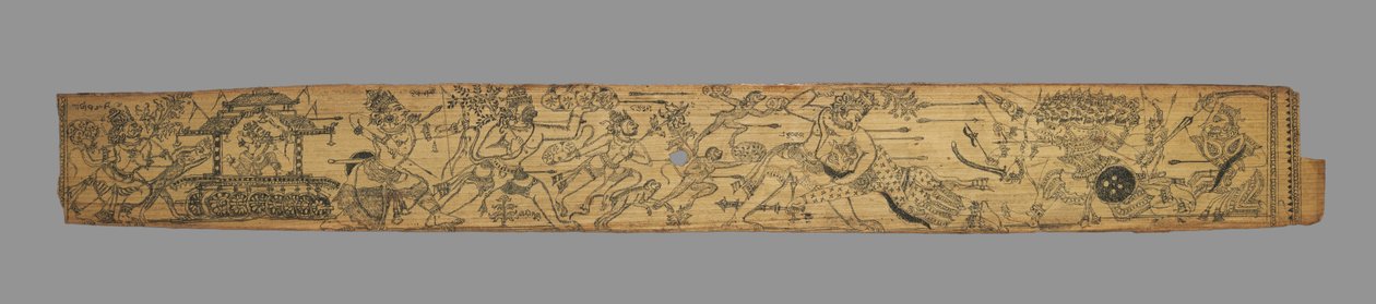The Monkeys and Bears Fight Ravana and His Demons (verso), from a Romance of Chandrabhanu and Lavanyavati of Upendra Bhanja (Indian, died 1740) de Unknown artist