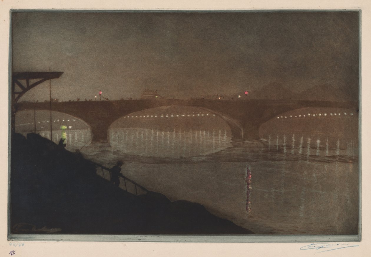 El Puente Solferino: Efecto Nocturno de Unknown artist