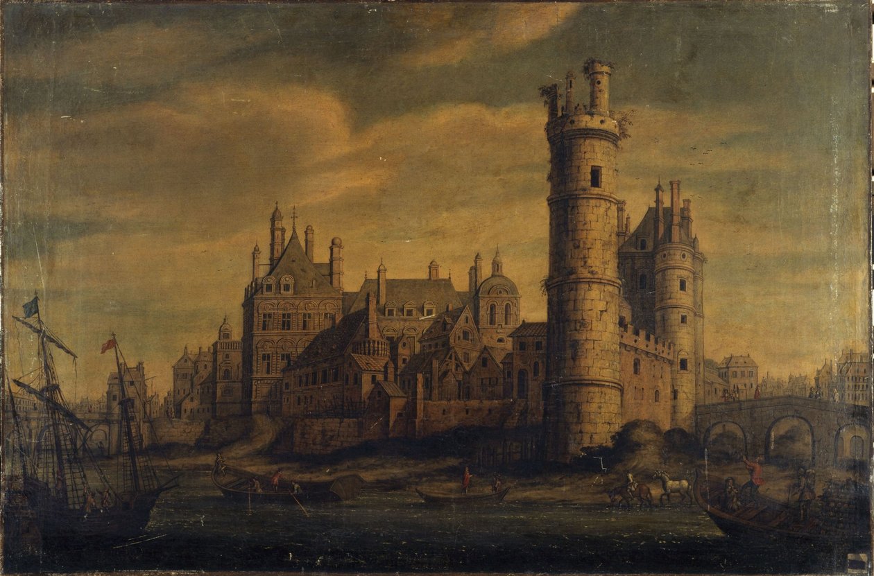 La Torre y la Puerta de Nesle, Hôtel de Nevers, hacia 1650 (óleo sobre lienzo) de Unknown artist