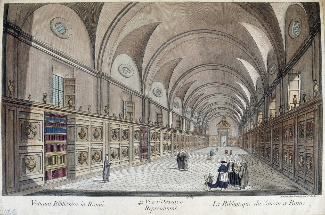 La Biblioteca Vaticana (Biblioteca Apostólica) en Roma (grabado) de Unknown artist