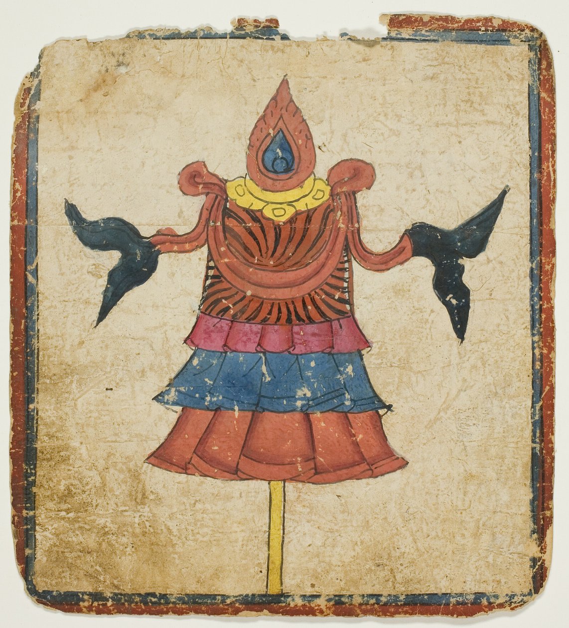 El estandarte de la victoria (Dhwaja), de un juego de cartas de iniciación (Tsakali) de Unknown artist