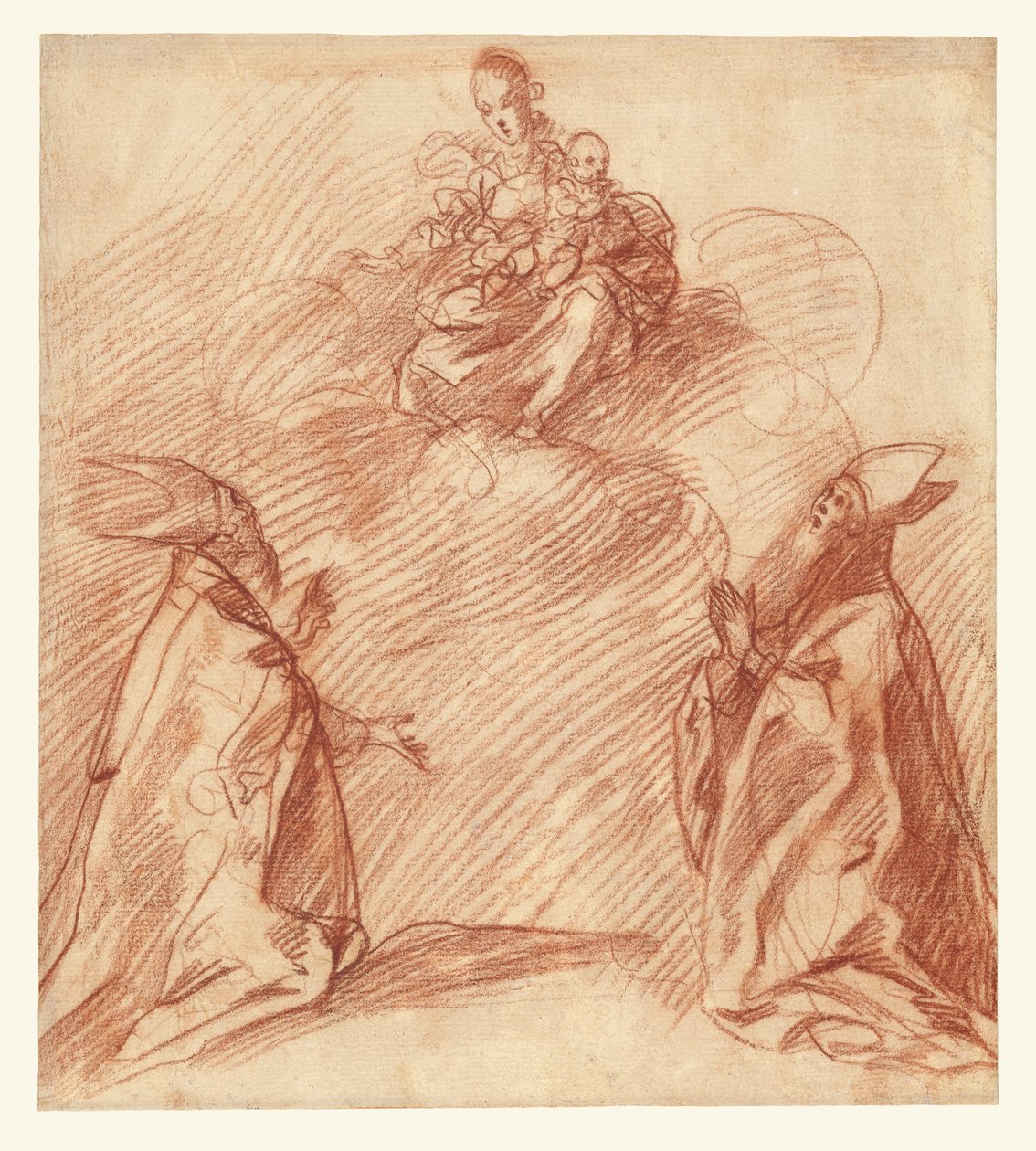 La Virgen y el Niño se aparecen a dos obispos de Unknown artist