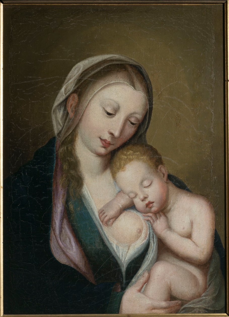 La Virgen y el Niño durmiendo en su hombro de Unknown artist