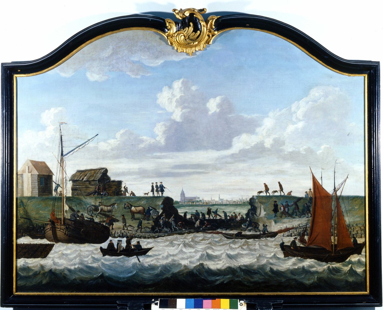 El dique de Zierikzee. Pintura anónima del siglo XVIII. Zierikzee Wastenday Siloten, Duiveland de Unknown artist