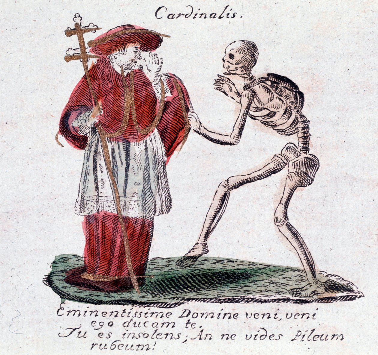 La danza de la muerte, el cardenal y un esqueleto (impresión) de Unknown artist