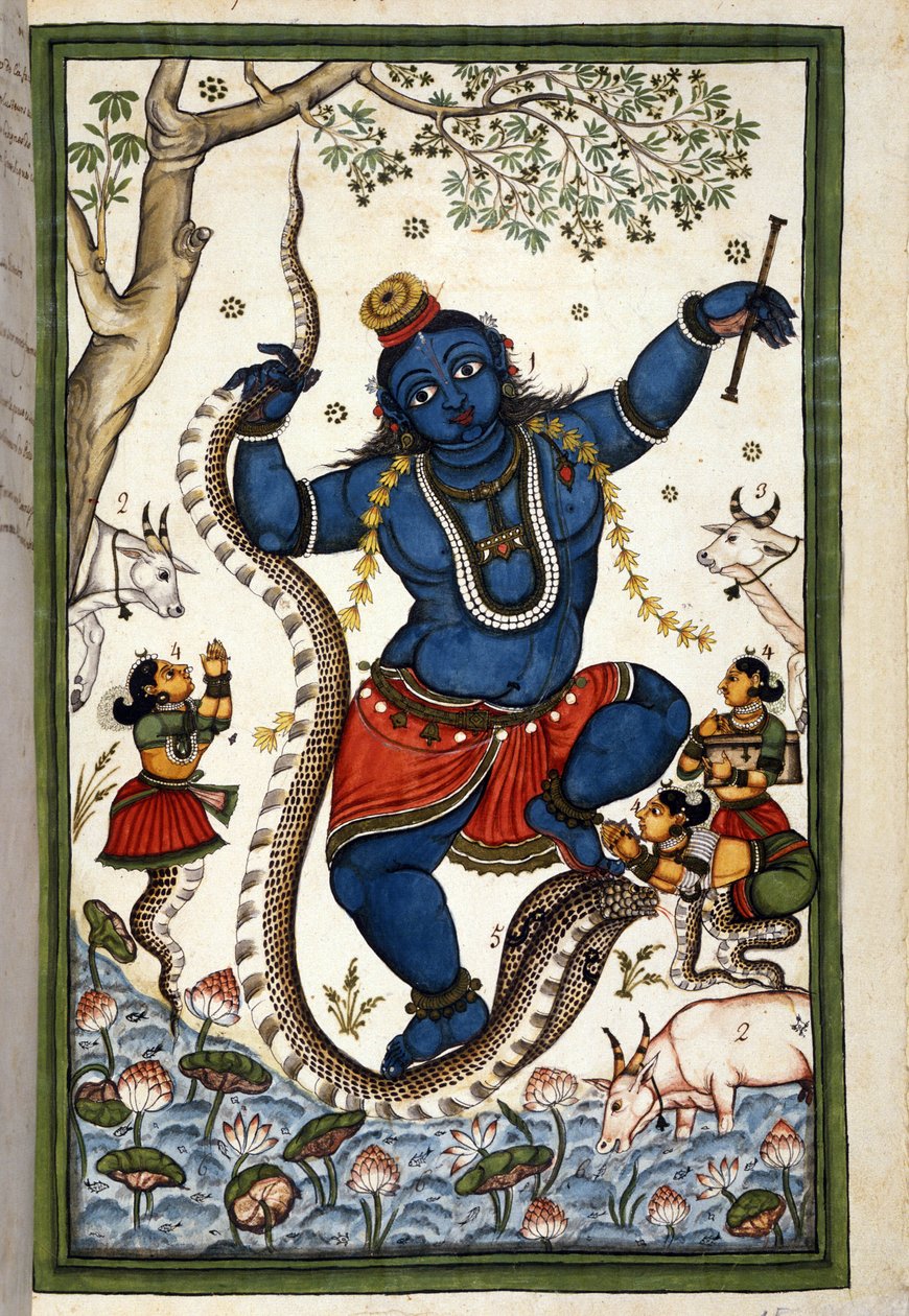 La deidad de la tríada brahmánica Vishnu. Página del manuscrito (ms. 8300) "Historia de Mogol" (Moghul o Moghol) por Stefano Nivibus Cardeira. Siglo XVIII. Biblioteca Marciana, Venecia de Unknown artist