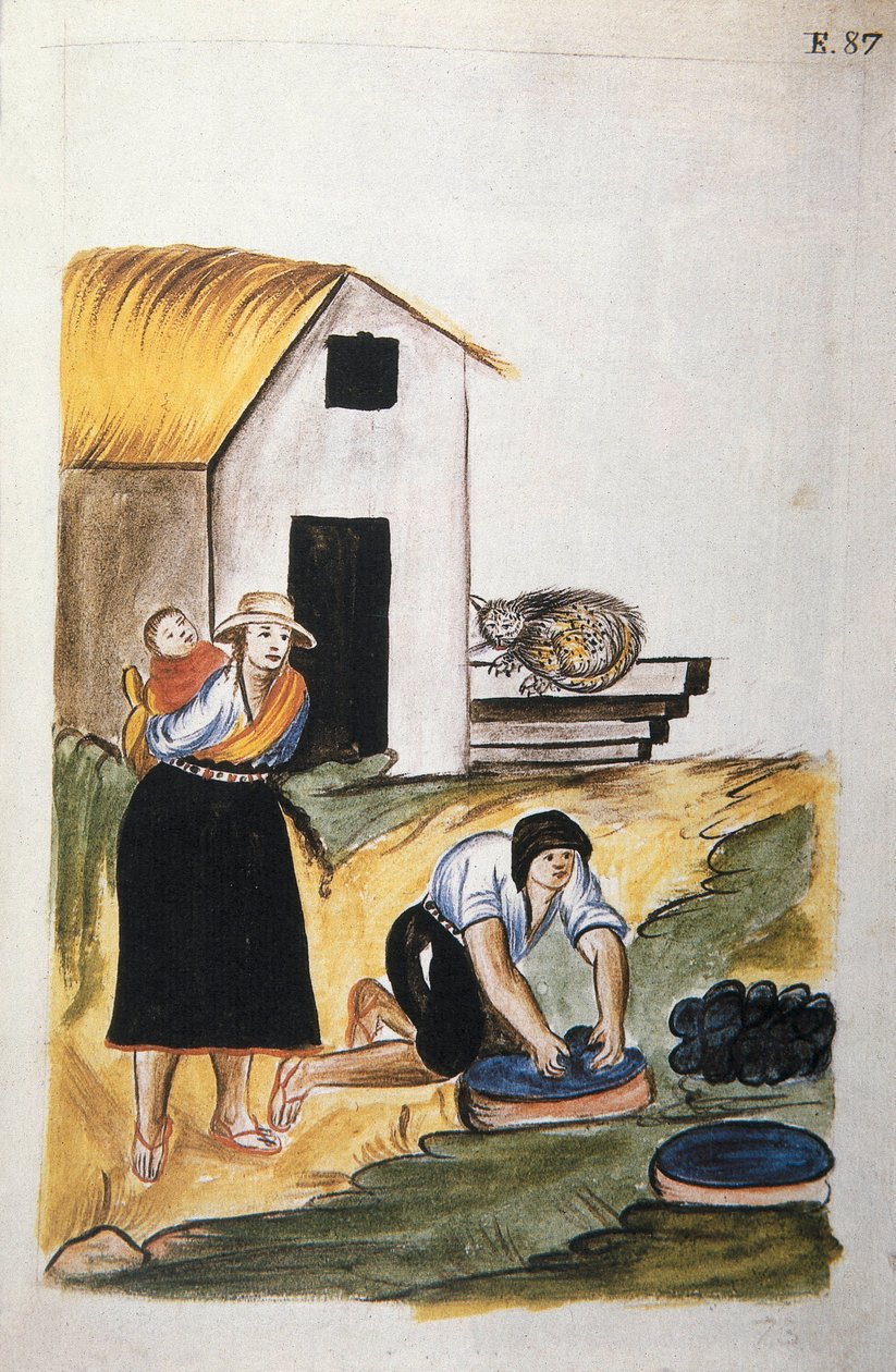 El teñido de la lana, del libro "Trujillo del Perú" o "Códice Martínez Compañón", por Baltazar Martinez Compañón y Bujanda, obispo de Trujillo (1782-1785) de Unknown artist