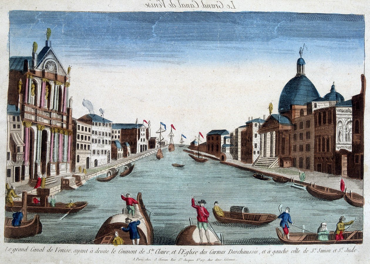 El gran canal de Venecia. A la derecha: el Convento de Santa Clara y la Iglesia de los Carmelitas Descalzos. Izquierda: Iglesia de San Simón y San Judas. de Unknown artist