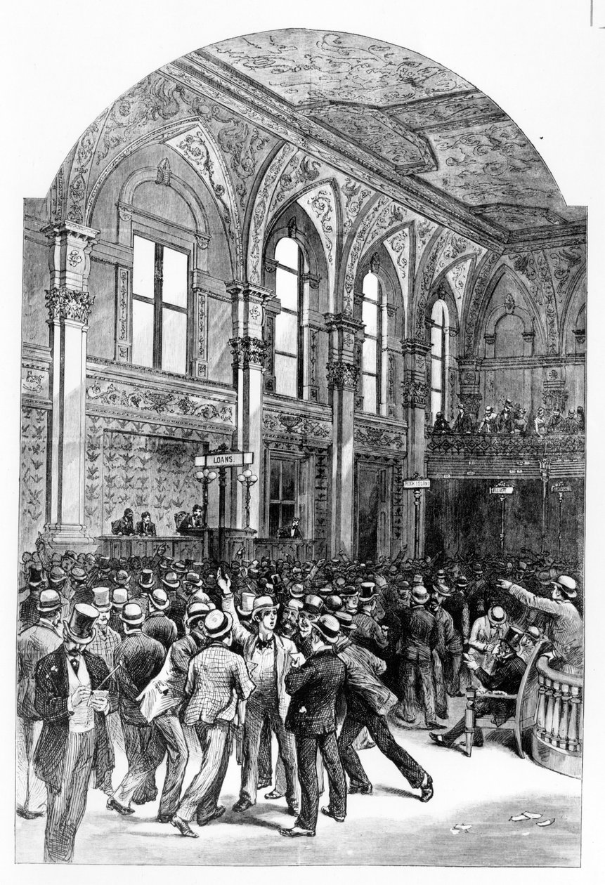 El interior de la Bolsa de Nueva York en 1881. de Unknown artist