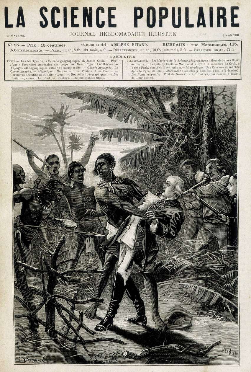 Los mártires de la ciencia geográfica: muerte del Capitán Cook. Portada de 