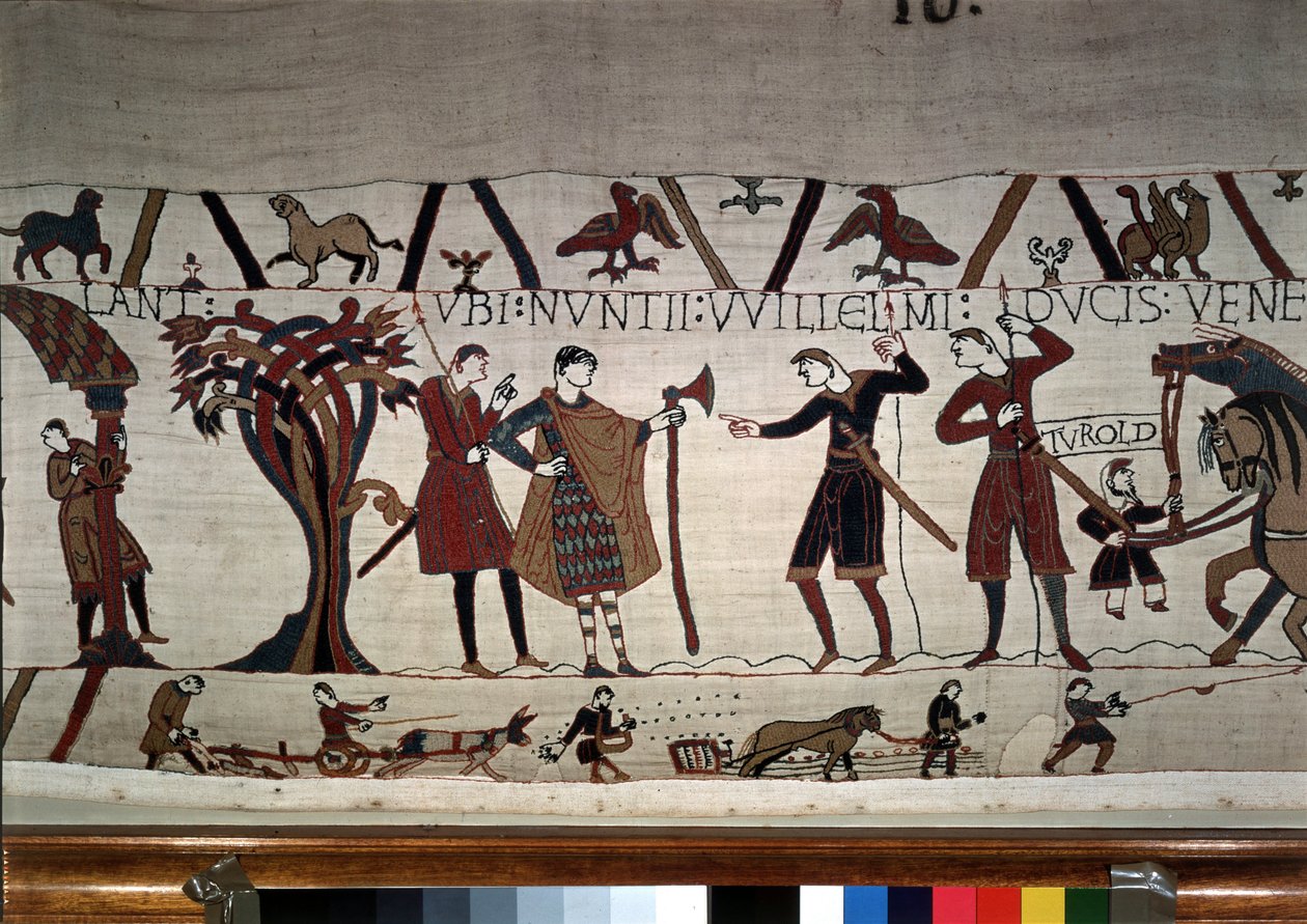 Los mensajeros del Duque Guillermo (1027 - 1087) vienen a encontrar a Guy de Ponthieu - Tapiz de Bayeux, conocido como Bordado de la Reina Matilde de Unknown artist