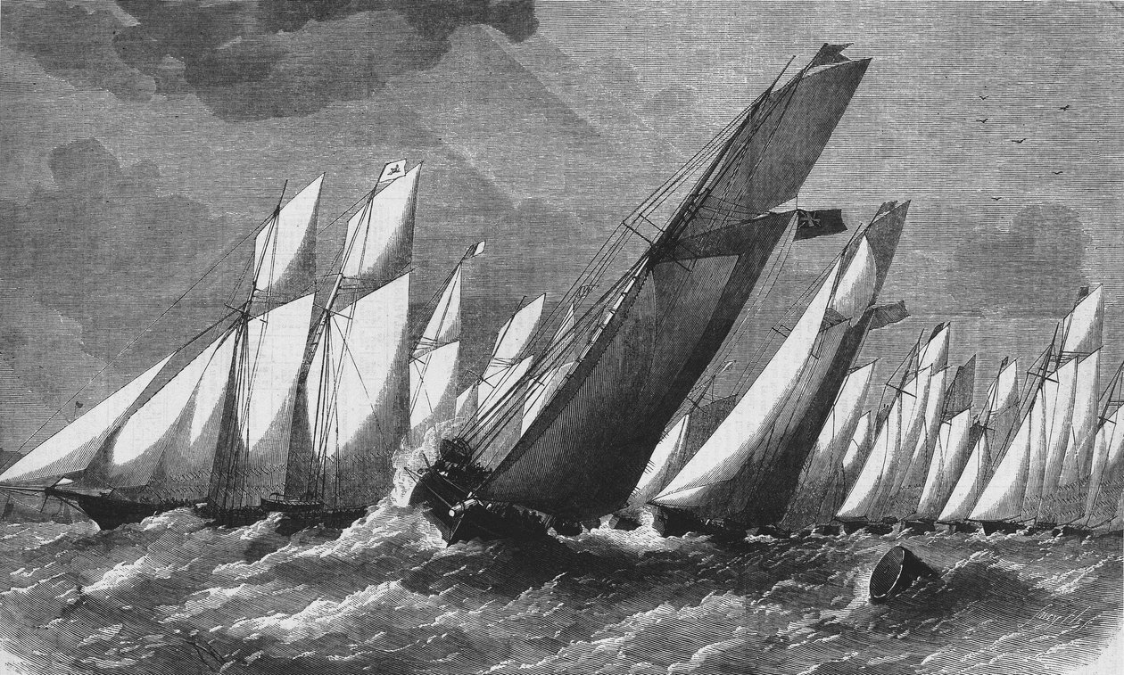 La carrera oceánica del Royal Victoria Yacht Club en 1868 - grabado, Bibl. des Arts deco. de Unknown artist