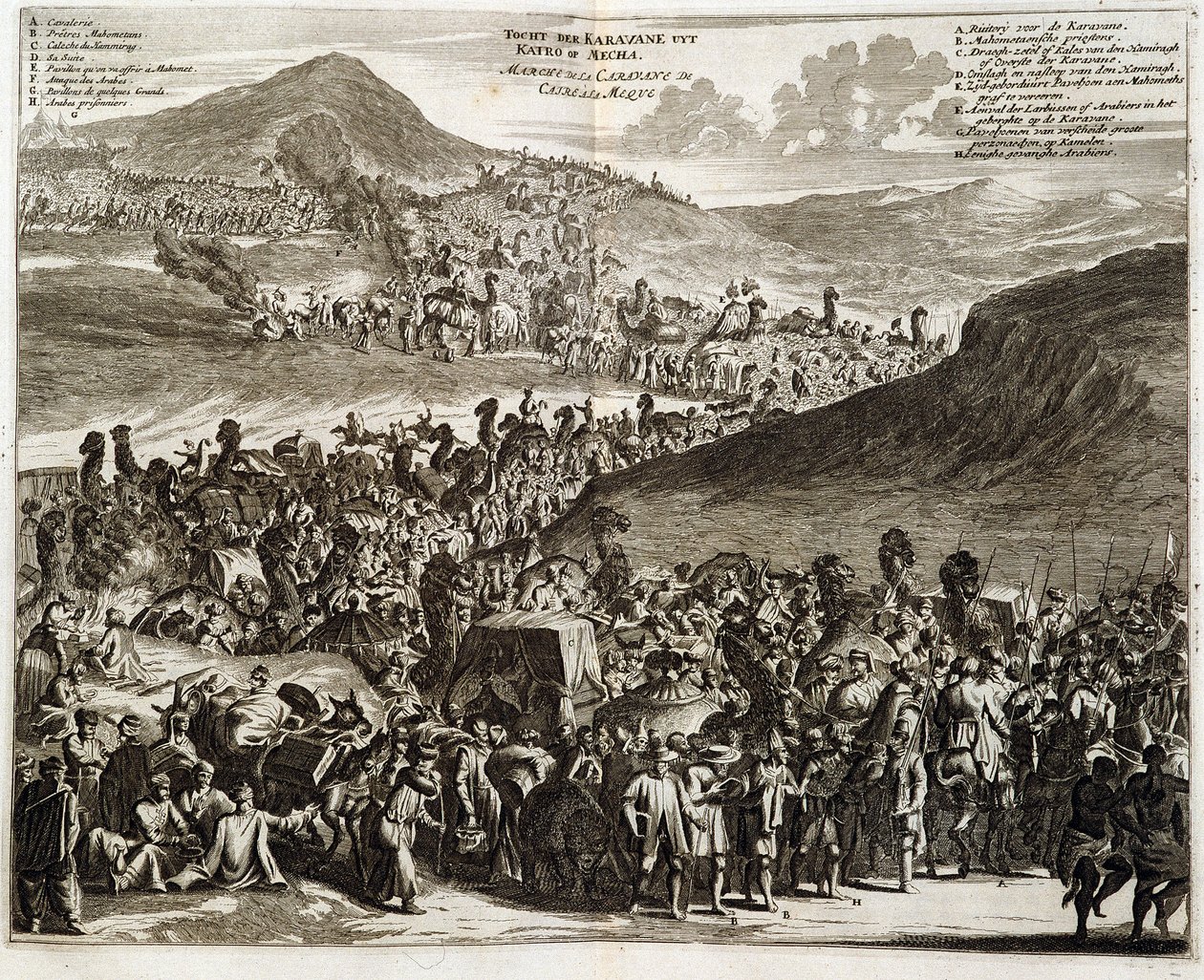 La caravana de peregrinación de El Cairo a La Meca - grabado por Dapper de Unknown artist
