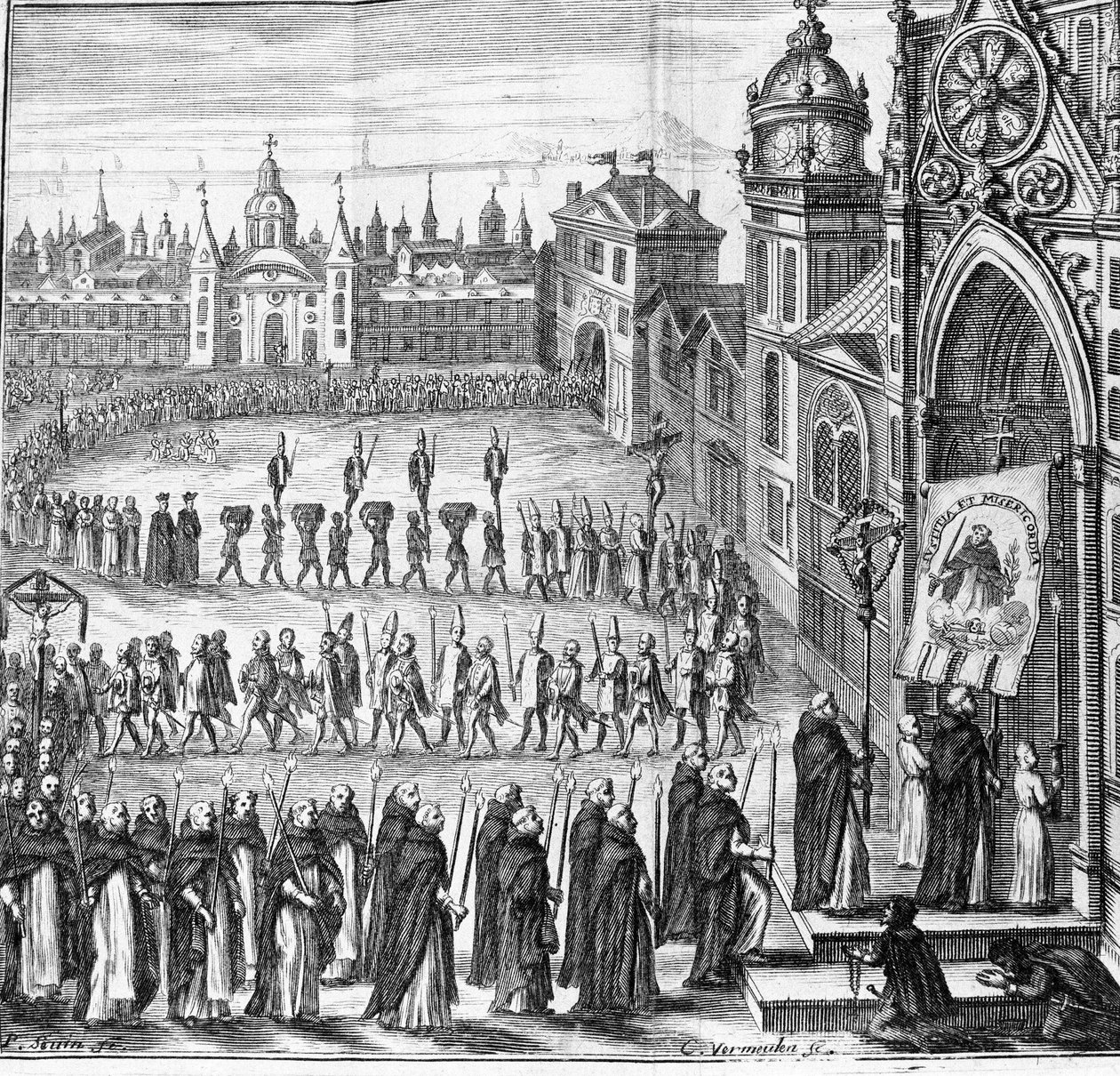 La procesión de la Inquisición va al Tribunal. España. Siglo XVII de Unknown artist