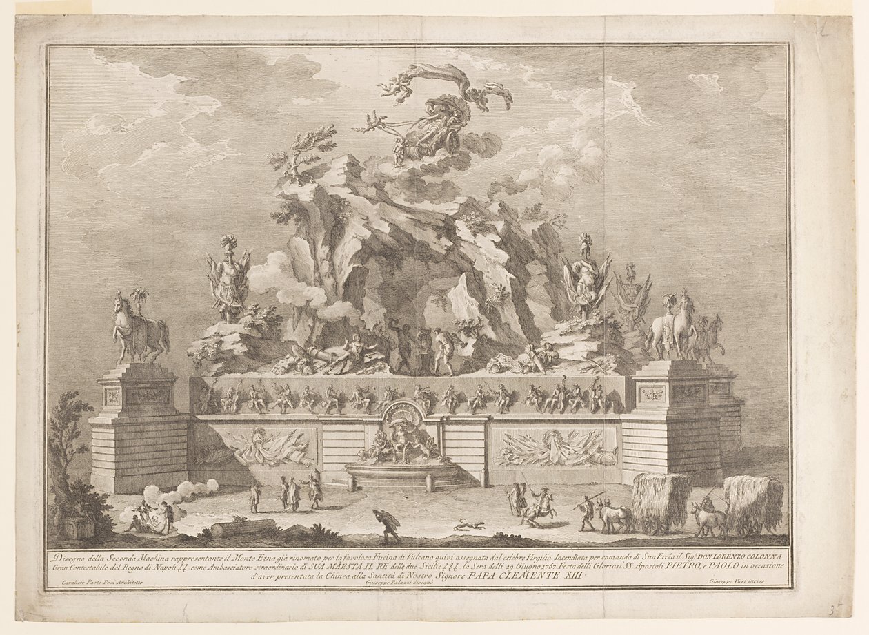 La representación del Monte Etna con la fragua de Vulcano de Unknown artist