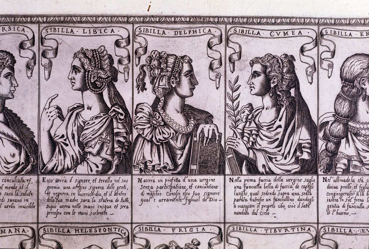 Las sibilas: libia, délfica, cumana (grabado) de Unknown artist