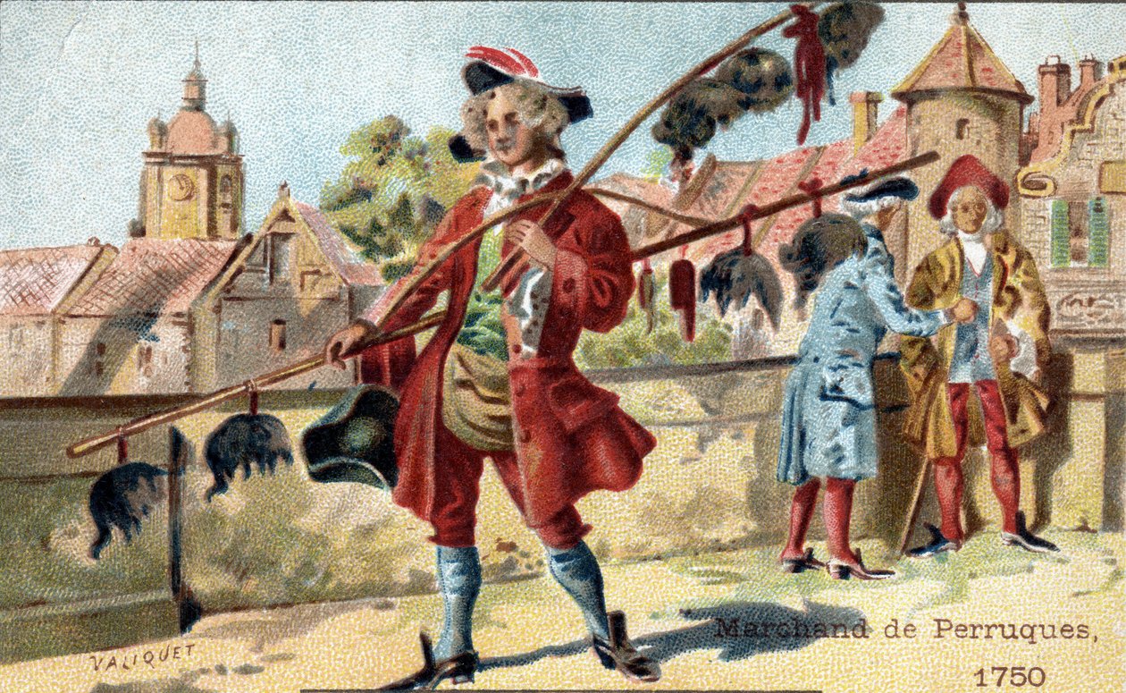 El oficio de comerciante de pelucas en 1750. de Unknown artist