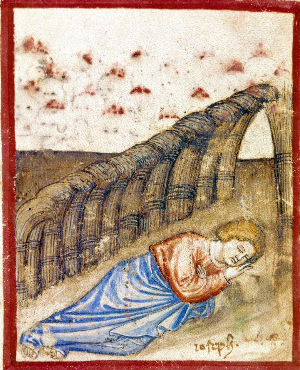 La visión de José, hijo de Jacob (Miniatura del códice 212 o Biblia de Padua) 1390-1400 Rovigo, Accademia dei Concordi de Unknown artist