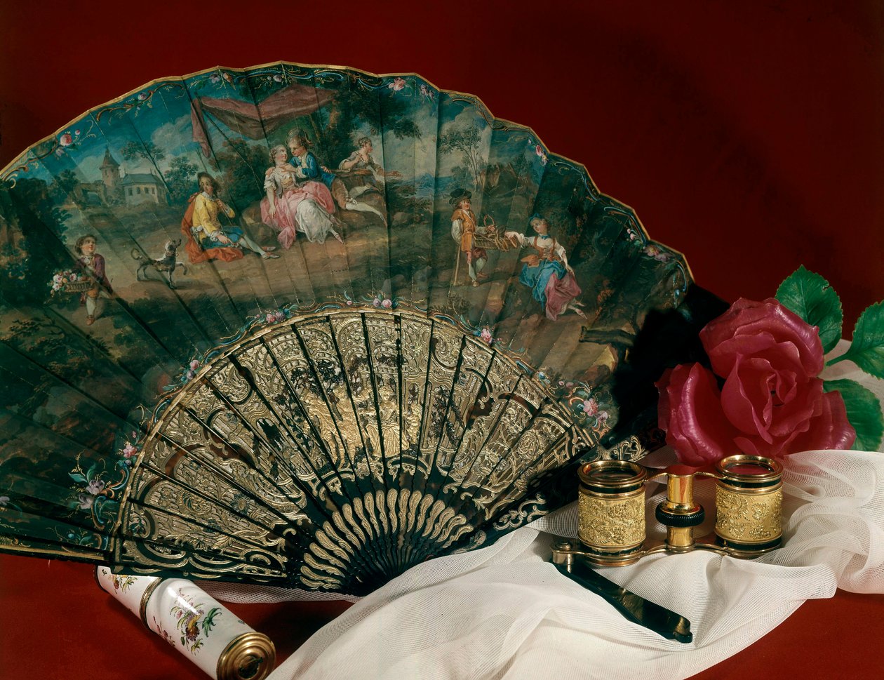 Accesorios de teatro: abanico y binoculares. Siglo XVIII. París, artes decorativas de Unknown artist