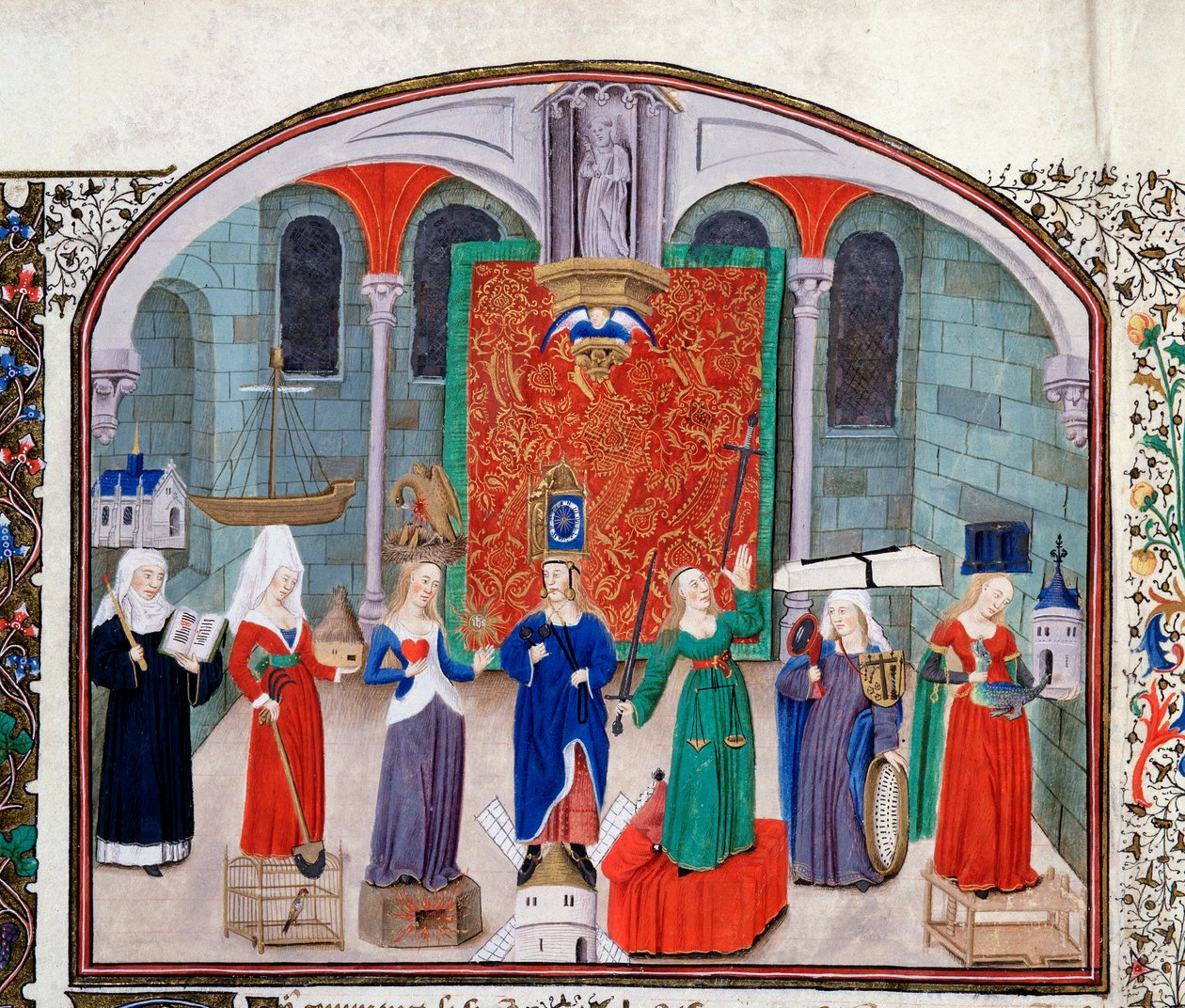 Teoría de las virtudes teológicas y cardinales. Miniatura del manuscrito (Ms 927 fol.17V) 