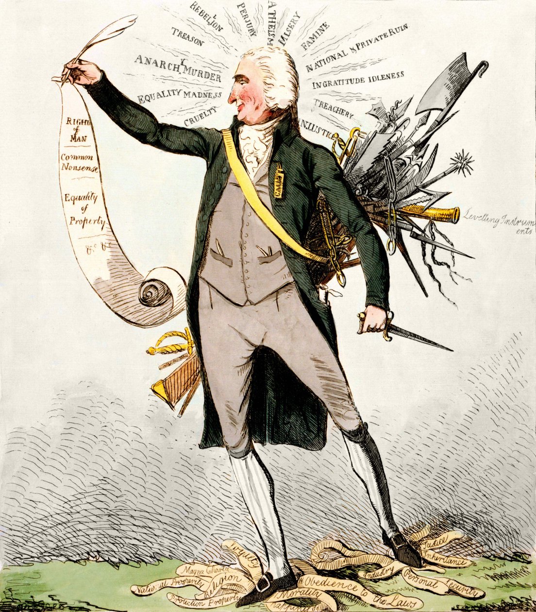 Thomas Paine (1737-1809), escritor y político británico sosteniendo 