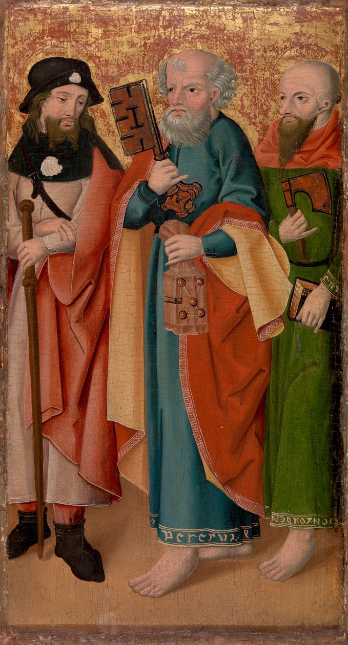 Tres Apóstoles con Palo, Llave y Hacha de Unknown artist