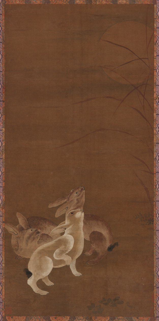 Tres liebres mirando la luna de Unknown artist