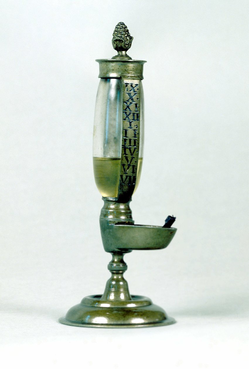 Medición del tiempo: reloj de aceite del siglo XVIII. de Unknown artist