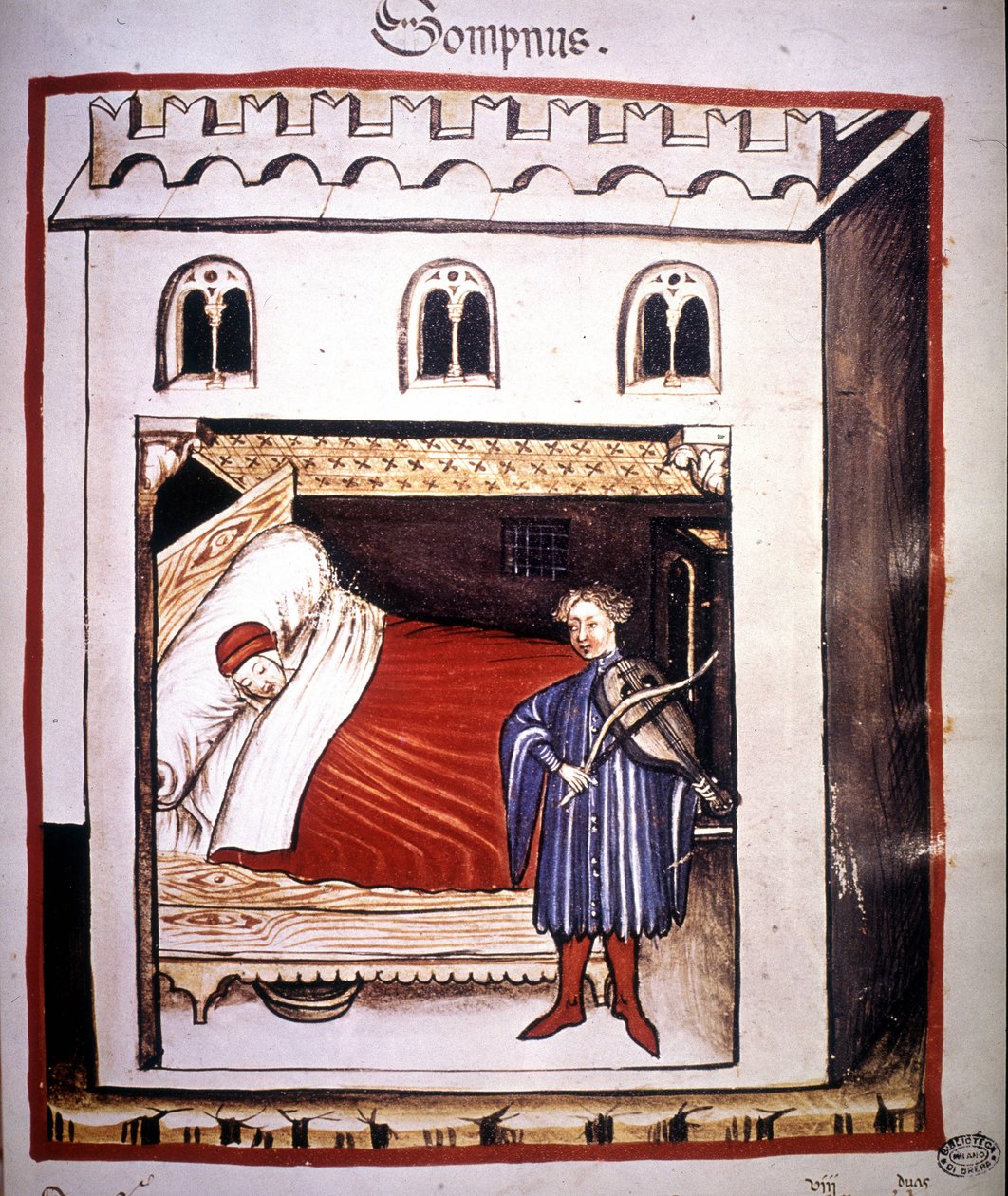 Tratado de medicina “Tacuinum sanitatis” del siglo XIV: el sueño. de Unknown artist