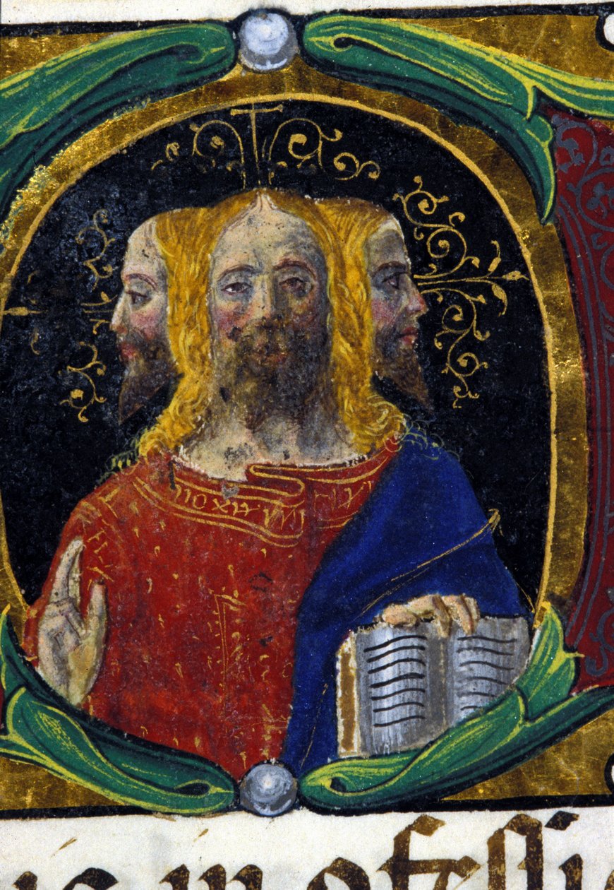 Trinidad con tres caras (3 cabezas). Códice Carmosano de Unknown artist