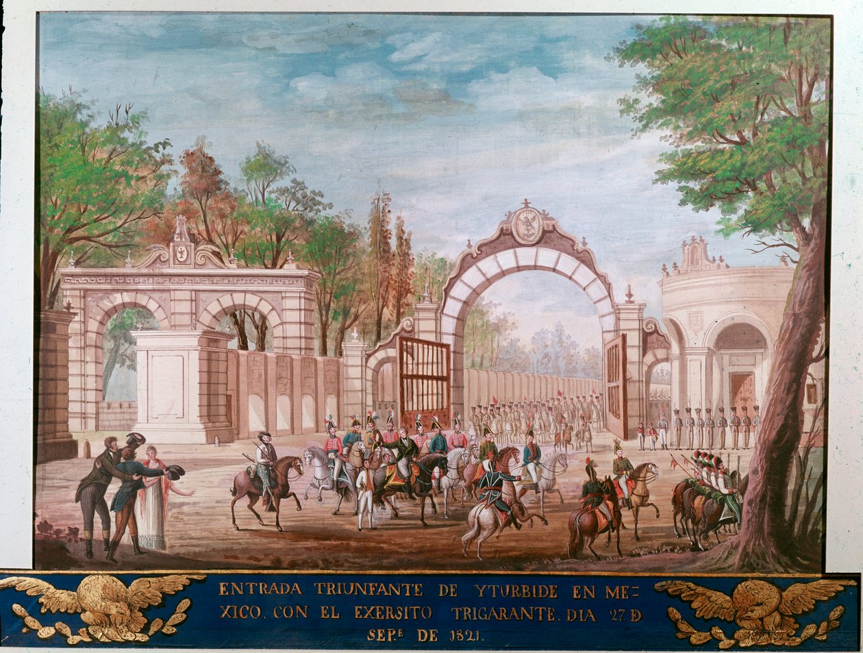Entrada triunfal de Agustín Iturbide (1783-1824), primer emperador de México Independiente, en la Ciudad de México 7/09/1821 de Unknown artist