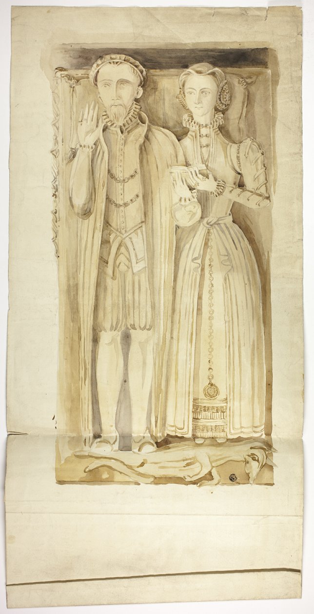 Lápida de tumba Tudor con efigies de hombre y mujer de Unknown artist