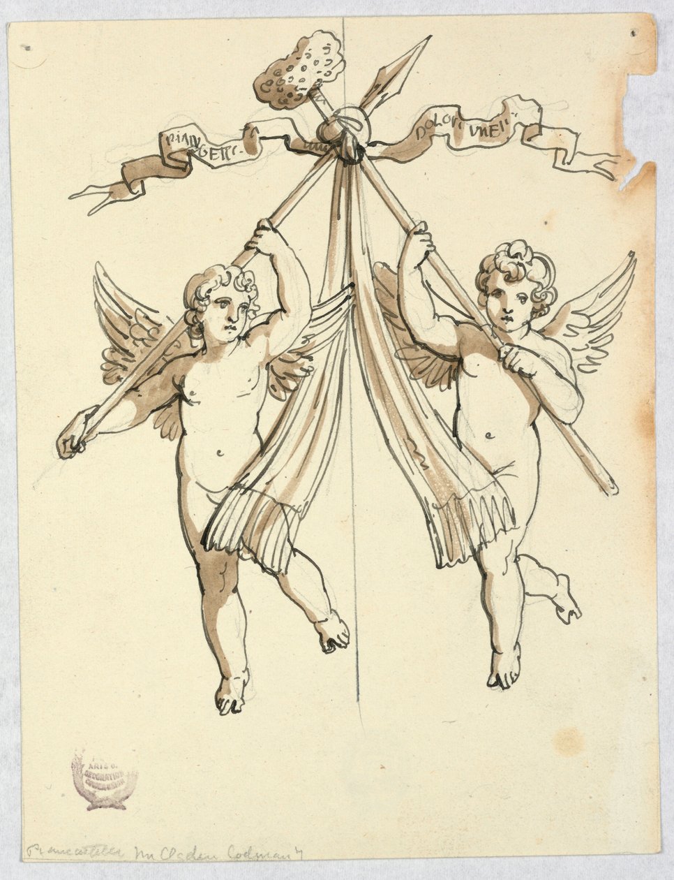 Dos Ángeles con Lanza y Esponja Sagrada de Unknown artist