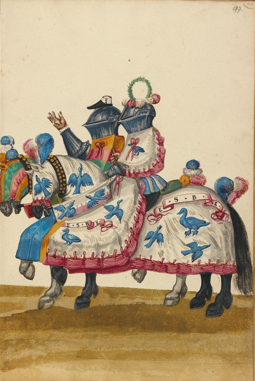 Dos hombres con armadura para un torneo de Unknown artist