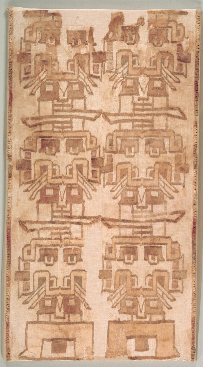Two Textile Fragment with Fanged Heads de Unknown artist