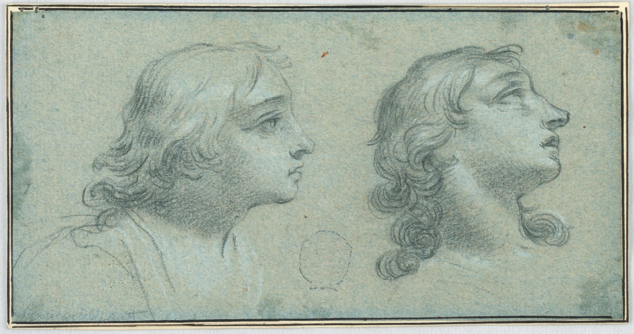 Dos vistas de la cabeza de un joven de Unknown artist