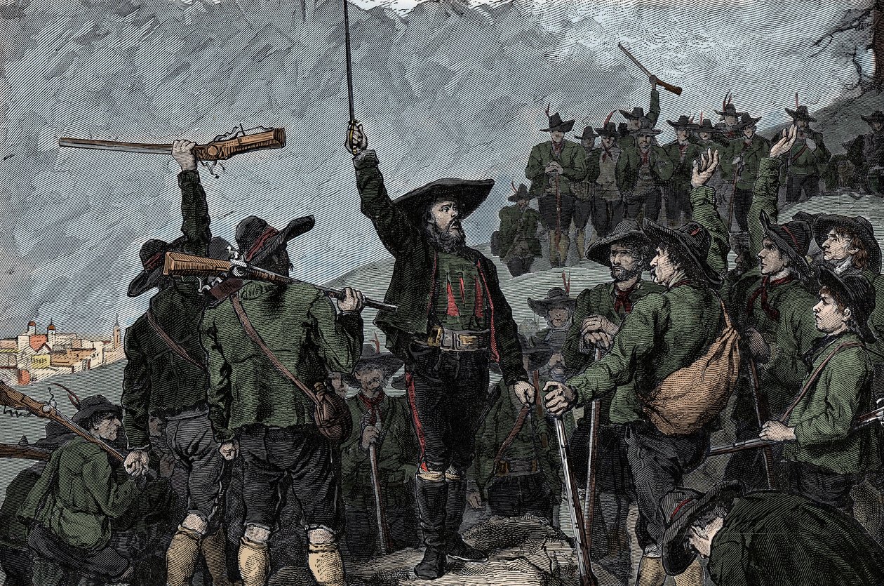 Patriota tirolés Andreas Hofer (1767-1810) - Rebelión del Tirol en 1809 de Unknown artist