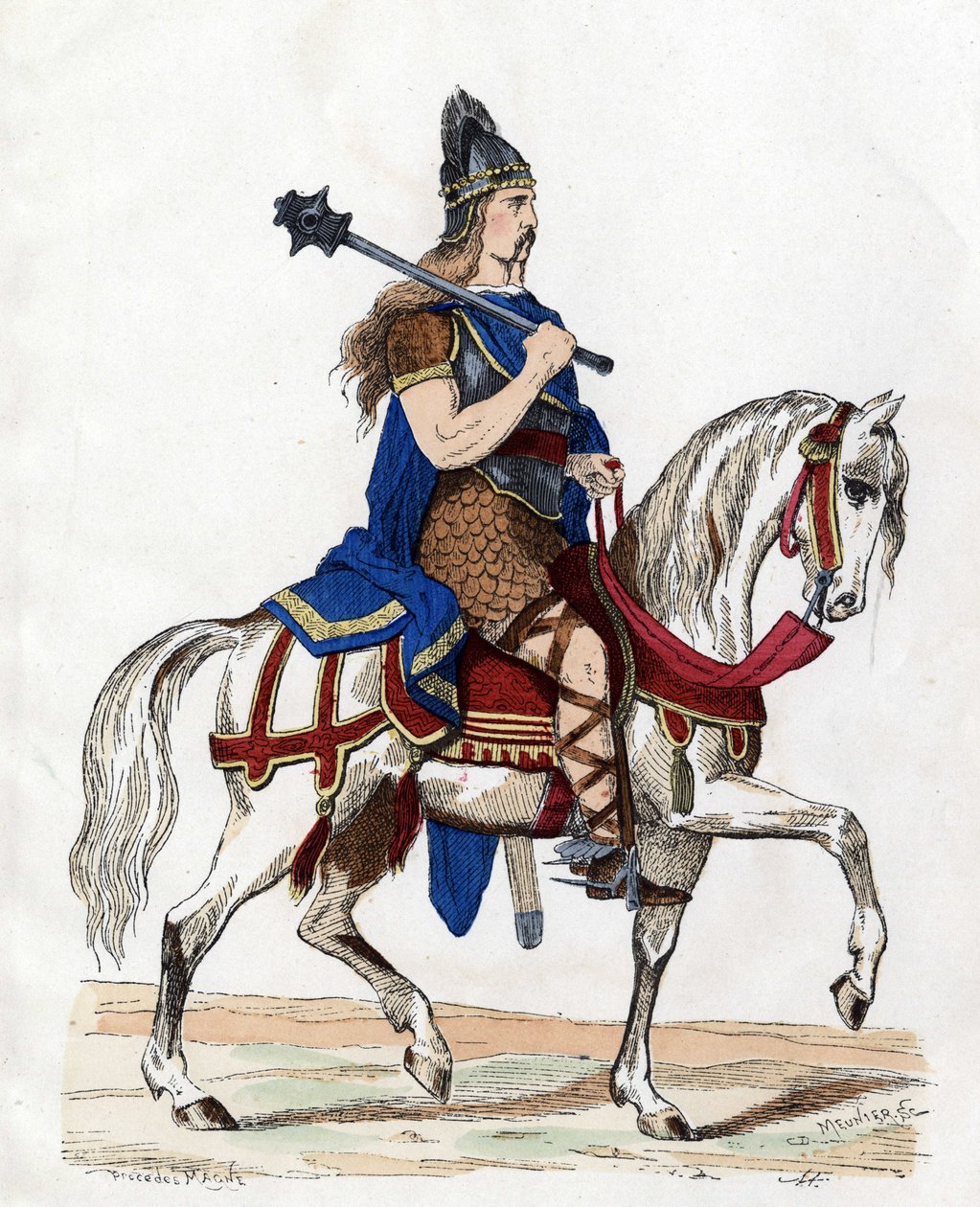 Un jefe de los francos - en “Les Costumes civil et militaires des Francais dans travers les Siecles Paris F. Roy 1882” de Unknown artist