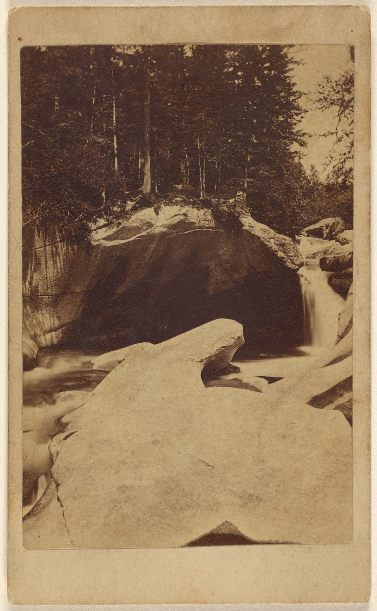 [Vista no identificada de un bosque con rocas y una caverna] de Unknown artist