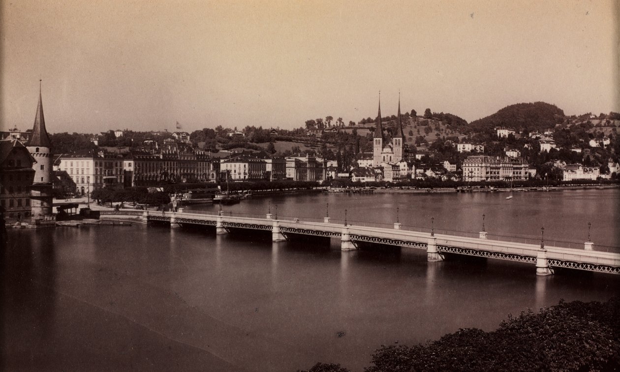Untitled (Bridge with Town in Distance) de Unknown artist