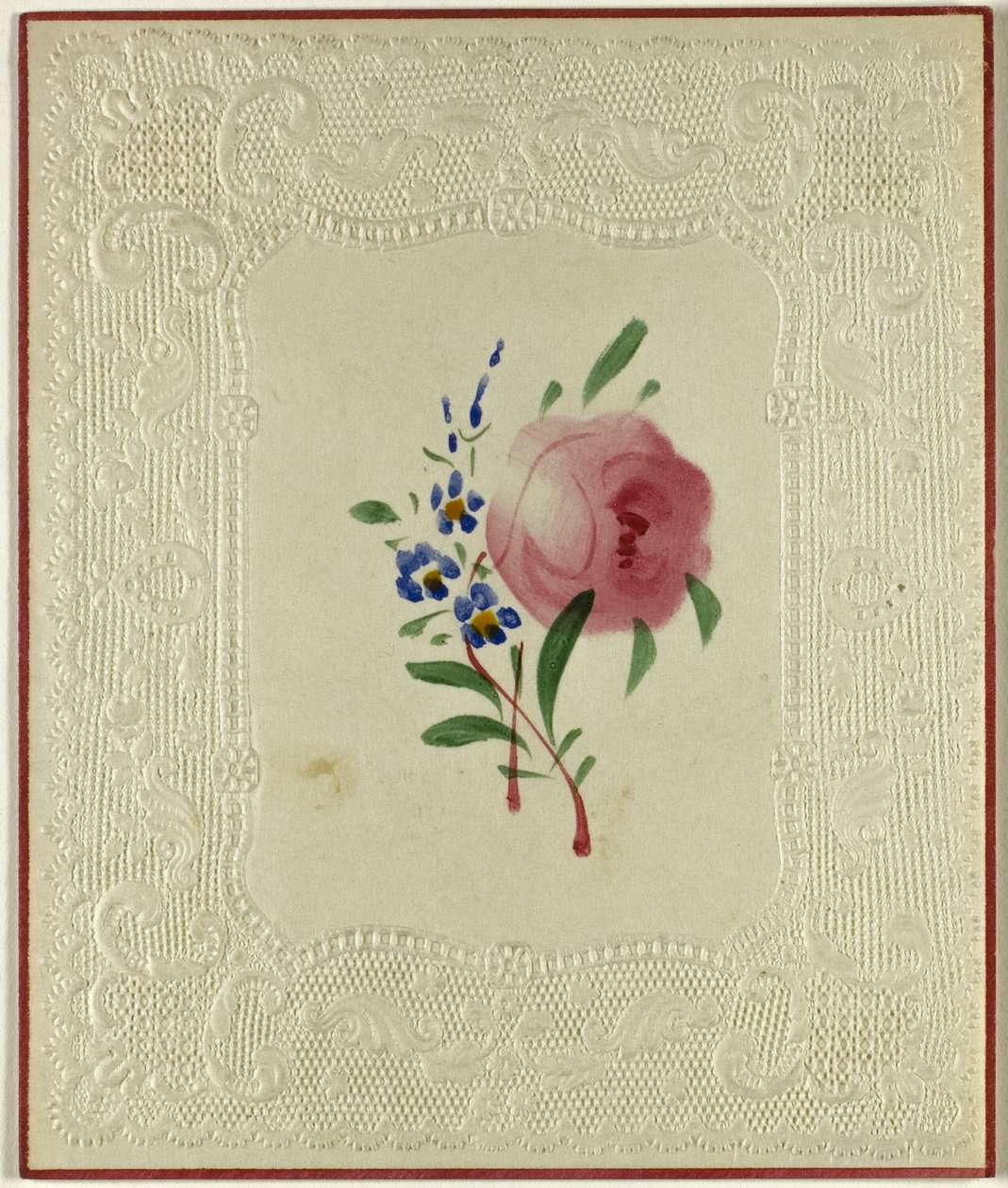 Valentín sin título (Flores grandes rosas y pequeñas azules) de Unknown artist
