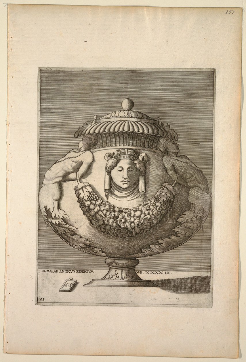 Jarrón decorado con figuras, rinceaux y festones, 1543 de Unknown artist