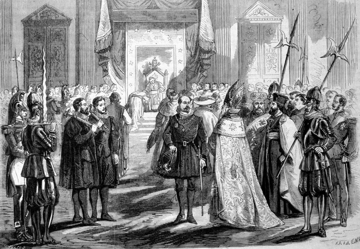 Concilio Vaticano I Roma. El Papa dando audiencia al Padre del Concilio. 1869 de Unknown artist