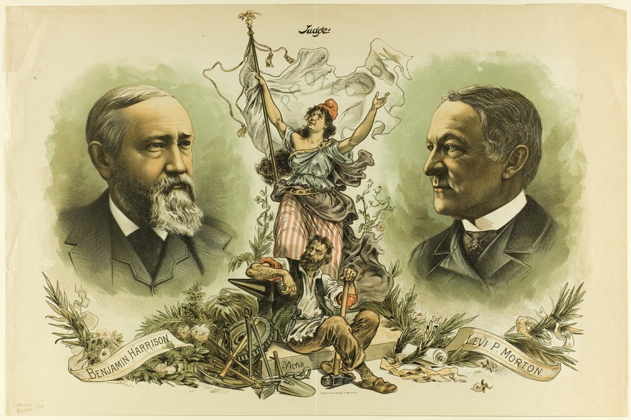 Retratos de victoria de Benjamin Harrison y Levi P. Morton, del juez de Unknown artist