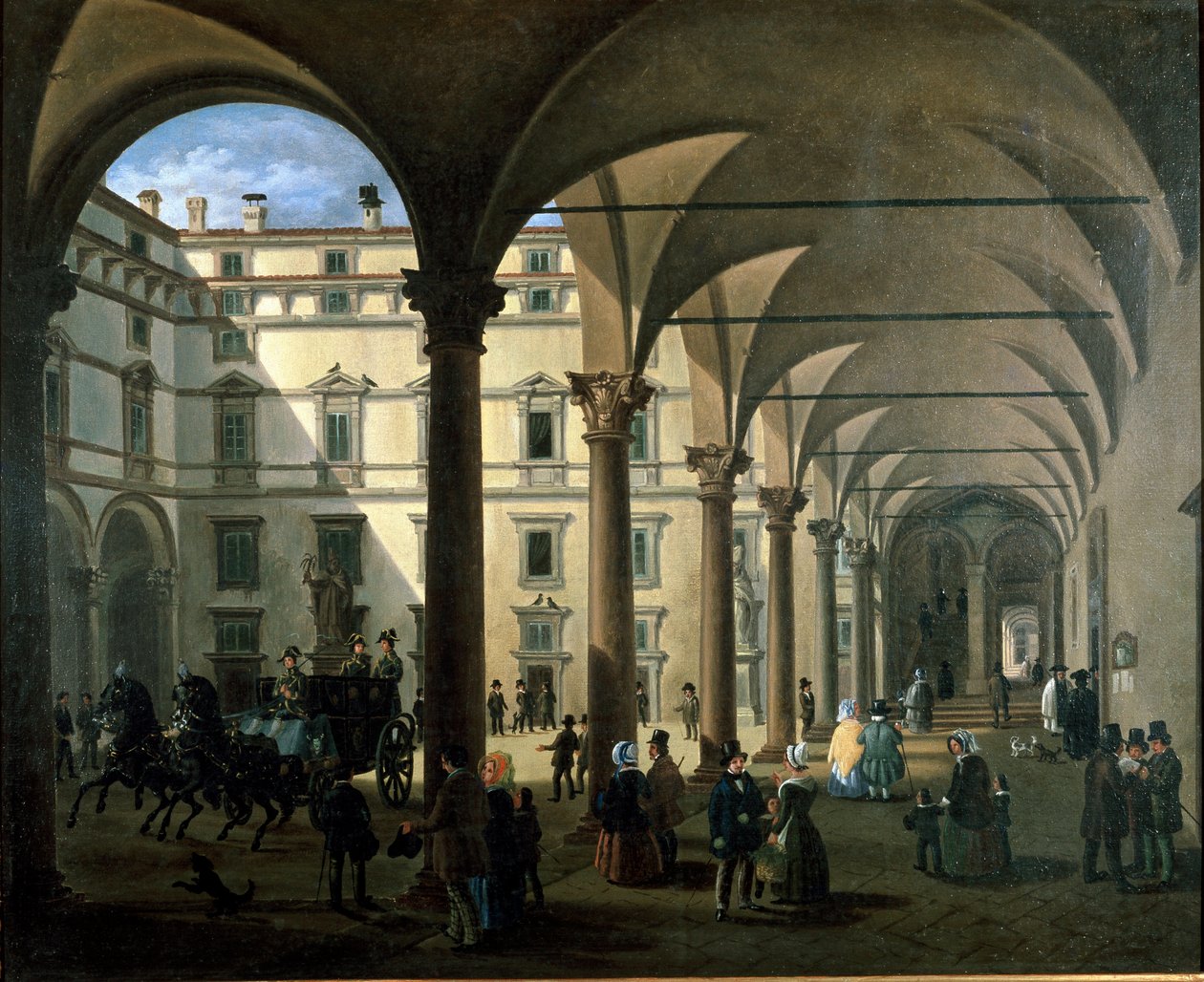Vista del patio del Arzobispado en Milán de Unknown artist