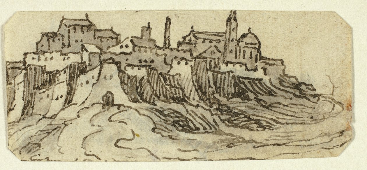 Vista de la Ciudad en la Colina con Catedral de Unknown artist