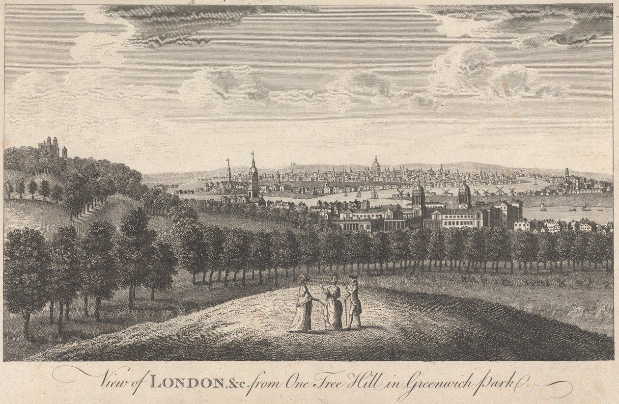 Vista de Londres y la Iglesia desde One Tree Hill en Greenwich Park de Unknown artist