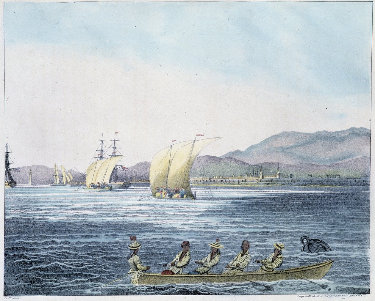 Vista de la ciudad de Mamille, Isla de Filipinas de Unknown artist
