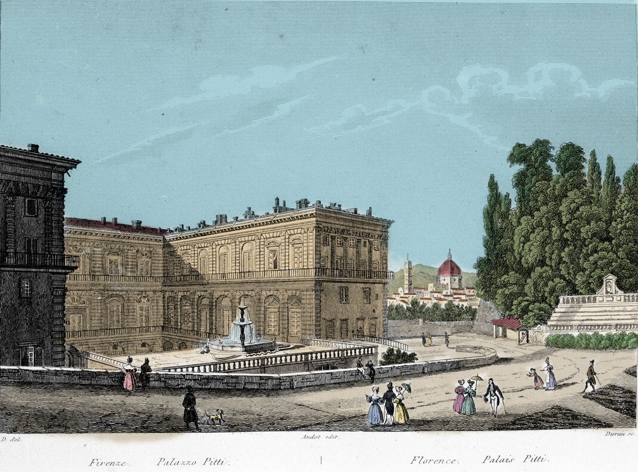 Vista del Palacio Pitti en Florencia. Siglo XIX. de Unknown artist