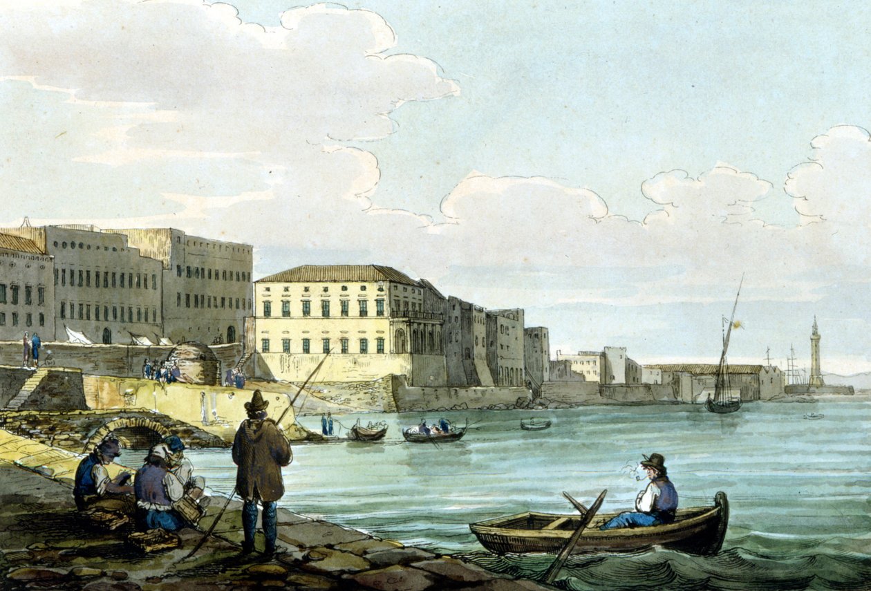 Vista de Santa Lucía, Nápoles. Acuarela alrededor de 1850. de Unknown artist